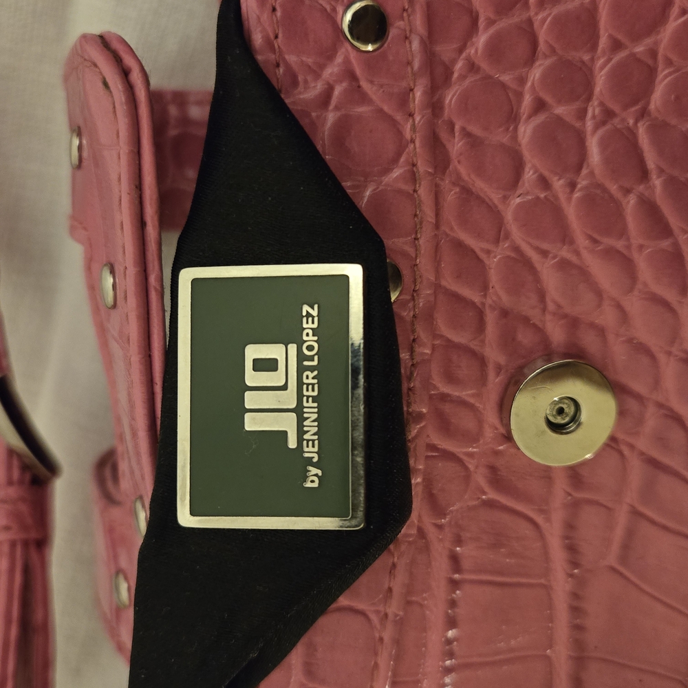 JLO by Jennifer Lopez Pink Croc-Embossed Bag